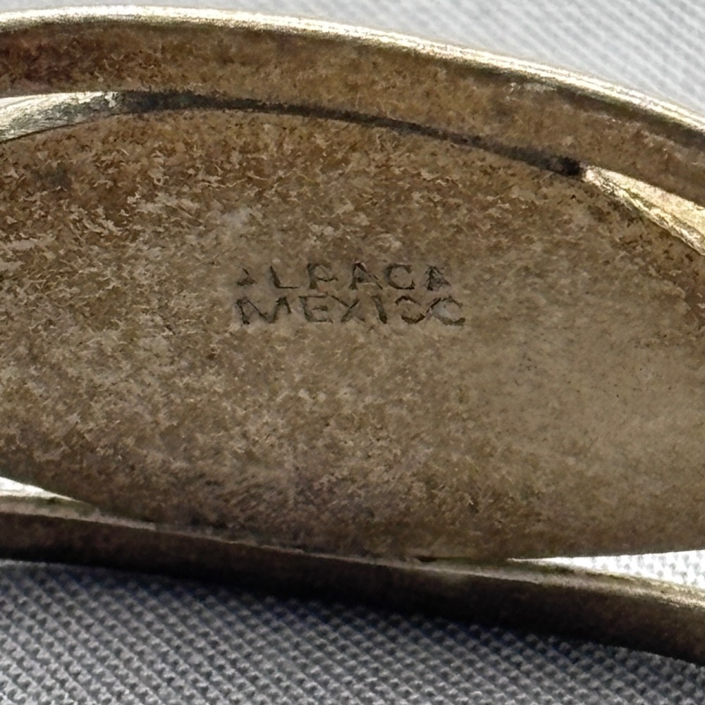 Alpaca Butterfly Cuff Bracelet Silvertone Turquoise Abalone - Picture 2 of 5